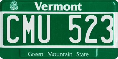 VT license plate CMU523