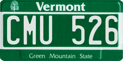 VT license plate CMU526