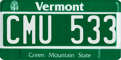 VT license plate CMU533