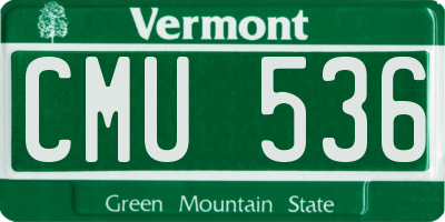 VT license plate CMU536