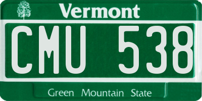 VT license plate CMU538