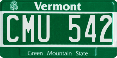 VT license plate CMU542
