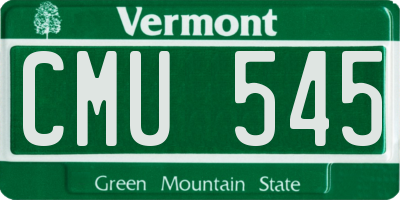 VT license plate CMU545