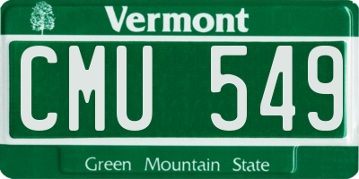 VT license plate CMU549