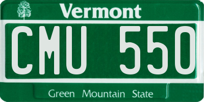 VT license plate CMU550