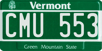VT license plate CMU553