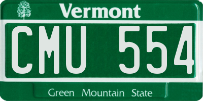 VT license plate CMU554