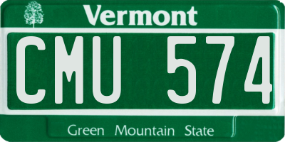 VT license plate CMU574