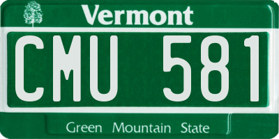 VT license plate CMU581