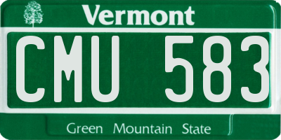 VT license plate CMU583