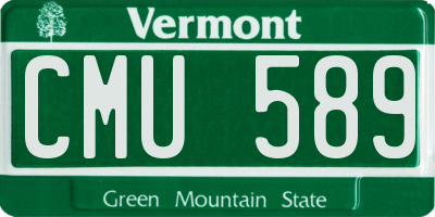 VT license plate CMU589