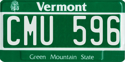 VT license plate CMU596