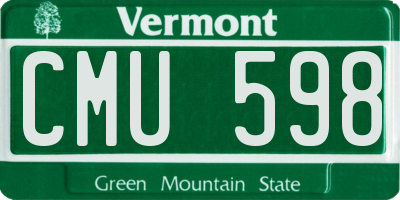 VT license plate CMU598