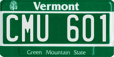 VT license plate CMU601