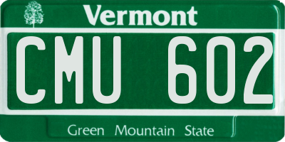 VT license plate CMU602