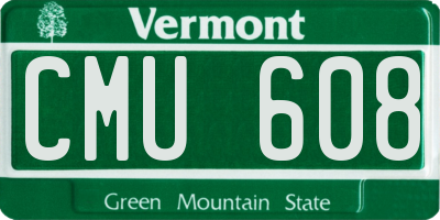 VT license plate CMU608