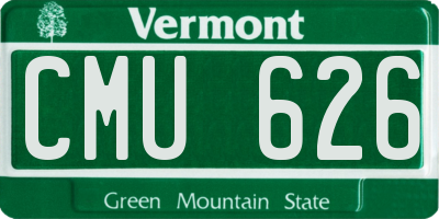 VT license plate CMU626