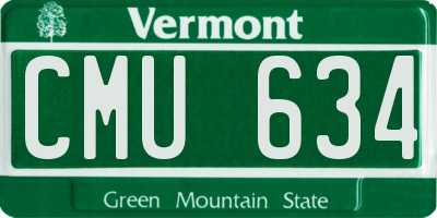 VT license plate CMU634