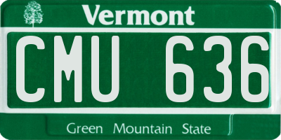 VT license plate CMU636
