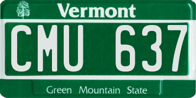 VT license plate CMU637
