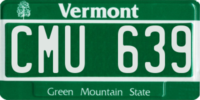 VT license plate CMU639