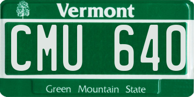 VT license plate CMU640