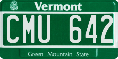 VT license plate CMU642