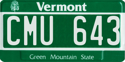 VT license plate CMU643