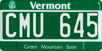 VT license plate CMU645