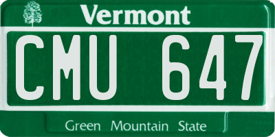 VT license plate CMU647