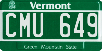 VT license plate CMU649