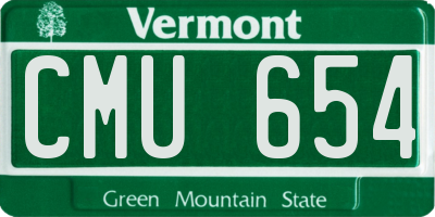 VT license plate CMU654