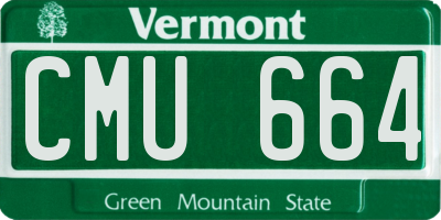 VT license plate CMU664
