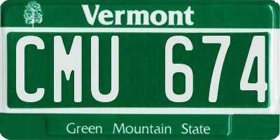 VT license plate CMU674