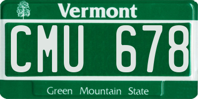 VT license plate CMU678