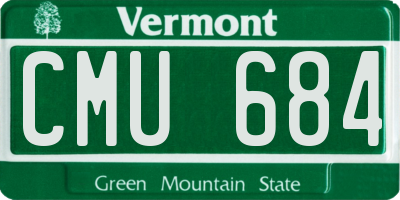 VT license plate CMU684