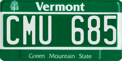 VT license plate CMU685