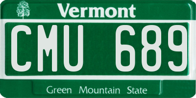VT license plate CMU689