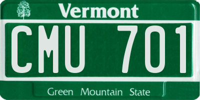 VT license plate CMU701
