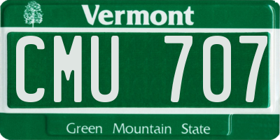 VT license plate CMU707