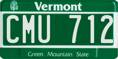 VT license plate CMU712
