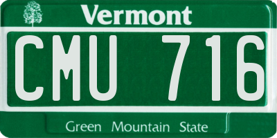 VT license plate CMU716