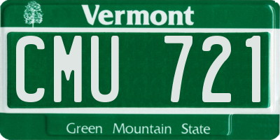 VT license plate CMU721