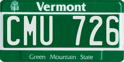 VT license plate CMU726