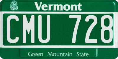 VT license plate CMU728