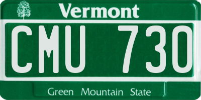 VT license plate CMU730