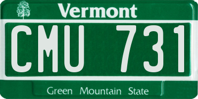 VT license plate CMU731