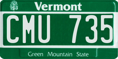 VT license plate CMU735