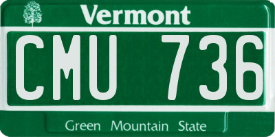 VT license plate CMU736