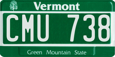 VT license plate CMU738